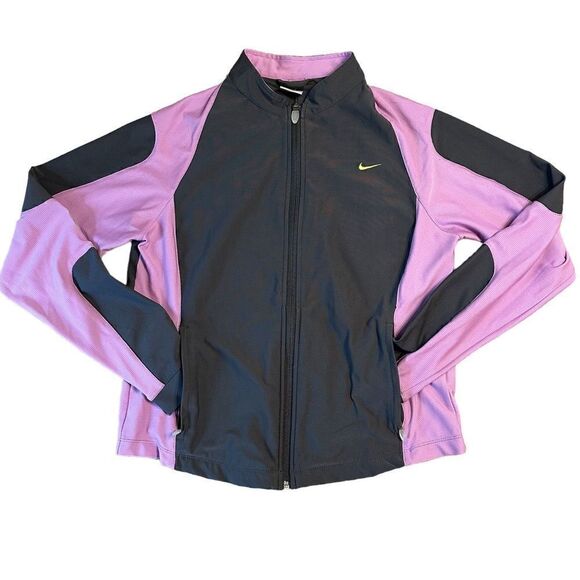 Nike Dri-fit Grey Lavender Running Jacket - Girls Large (12-14) - Picture 1 of 10